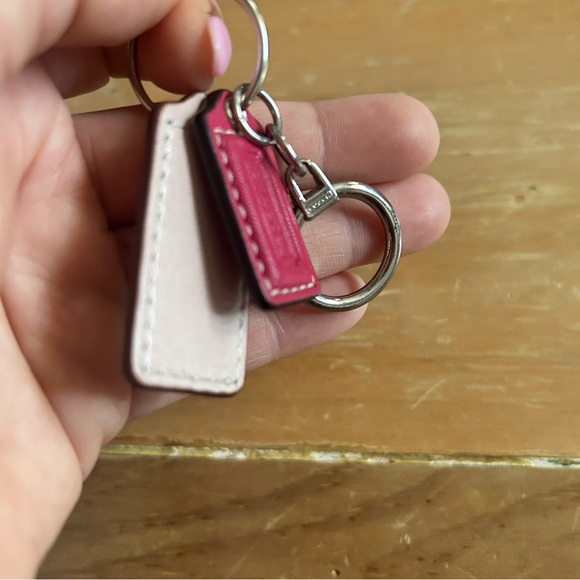 Coach Pink and Tan Leather Keychain - Picture 3 of 3